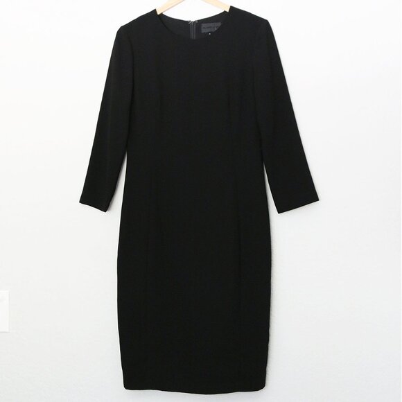 NEW Blaque Label Black Sheath Midi Dress L Cocktail Classic Modest LBD $168 NWT - Picture 2 of 15